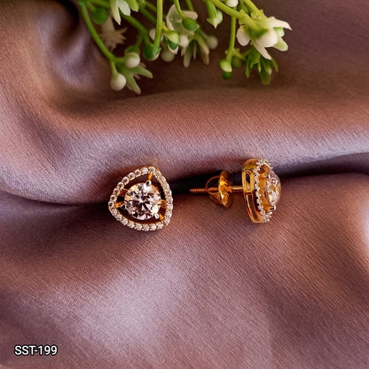SST 199 | SINGLE DIAMOND WITH TRIANGLE HALO EARRING