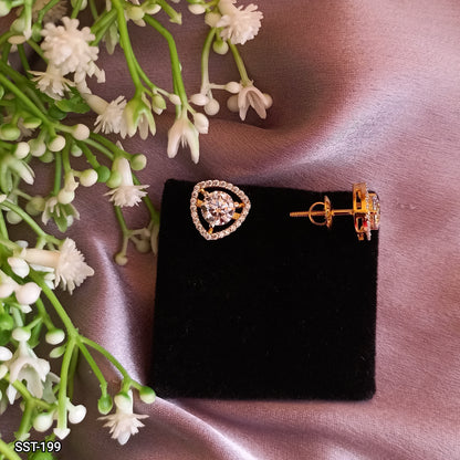 SST 199 | SINGLE DIAMOND WITH TRIANGLE HALO EARRING