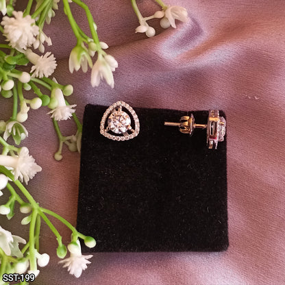 SST 199 | SINGLE DIAMOND WITH TRIANGLE HALO EARRING