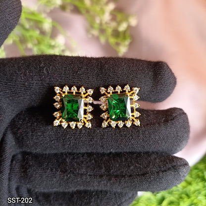 SST 202 | EMERALD DIAMOND SILVER EARRING