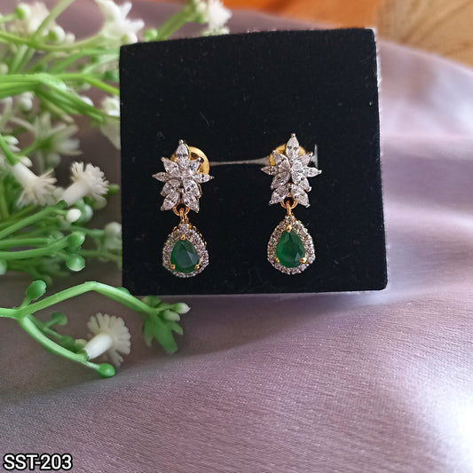 SST 203 | FIERY GREEN LEAF WESTERN LONG EARRINGS