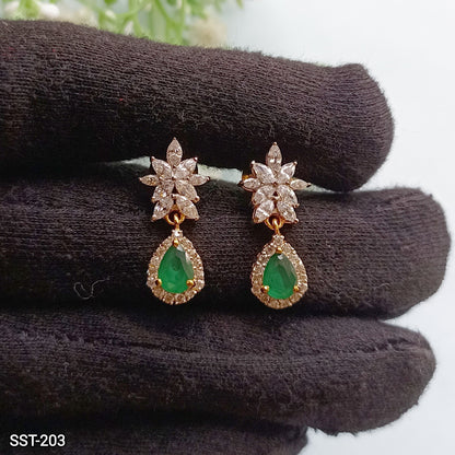 SST 203 | FIERY GREEN LEAF WESTERN LONG EARRINGS