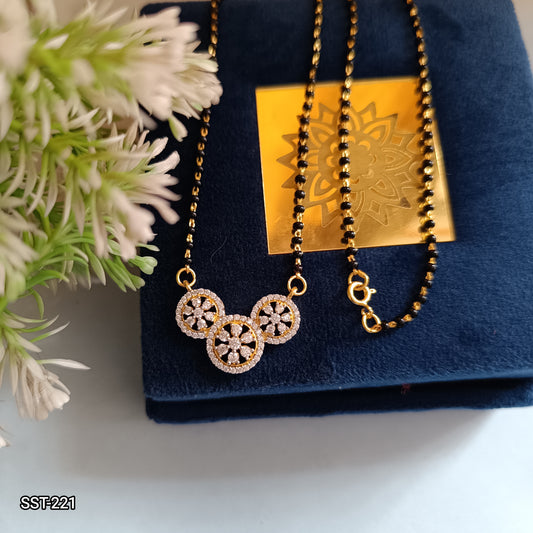 SST 221 | THREE-STONE DIAMOND PENDANT MANGALSUTRA