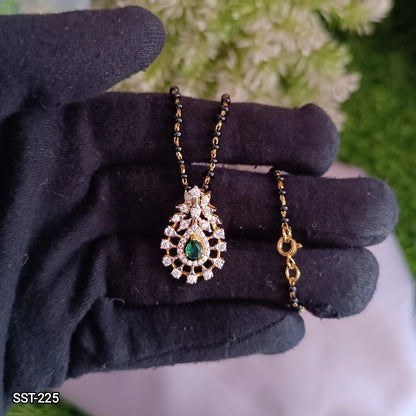 SST 225 | EMERALD AND DIAMOND FLORAL PENDANT MANGALSUTRA