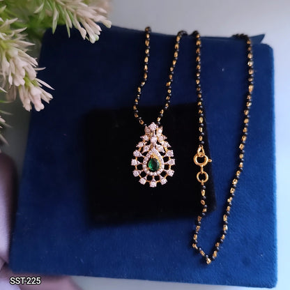SST 225 | EMERALD AND DIAMOND FLORAL PENDANT MANGALSUTRA