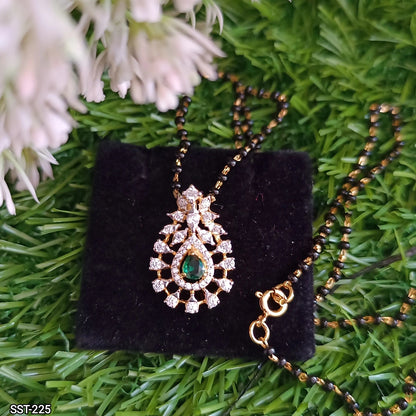 SST 225 | EMERALD AND DIAMOND FLORAL PENDANT MANGALSUTRA