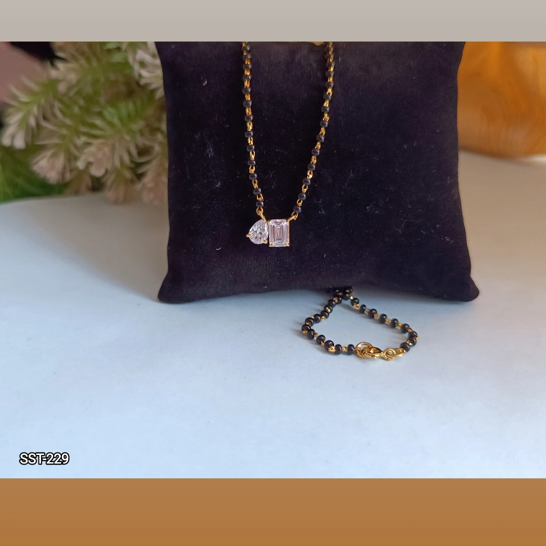 SST 229 |EMERALD-CUT DIAMOND PENDANT MANGALSUTRA