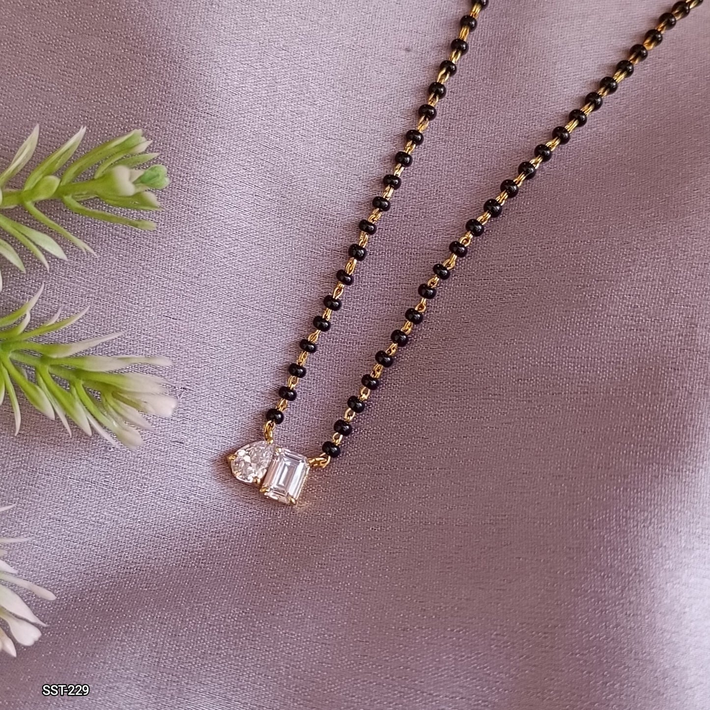 SST 229 |EMERALD-CUT DIAMOND PENDANT MANGALSUTRA