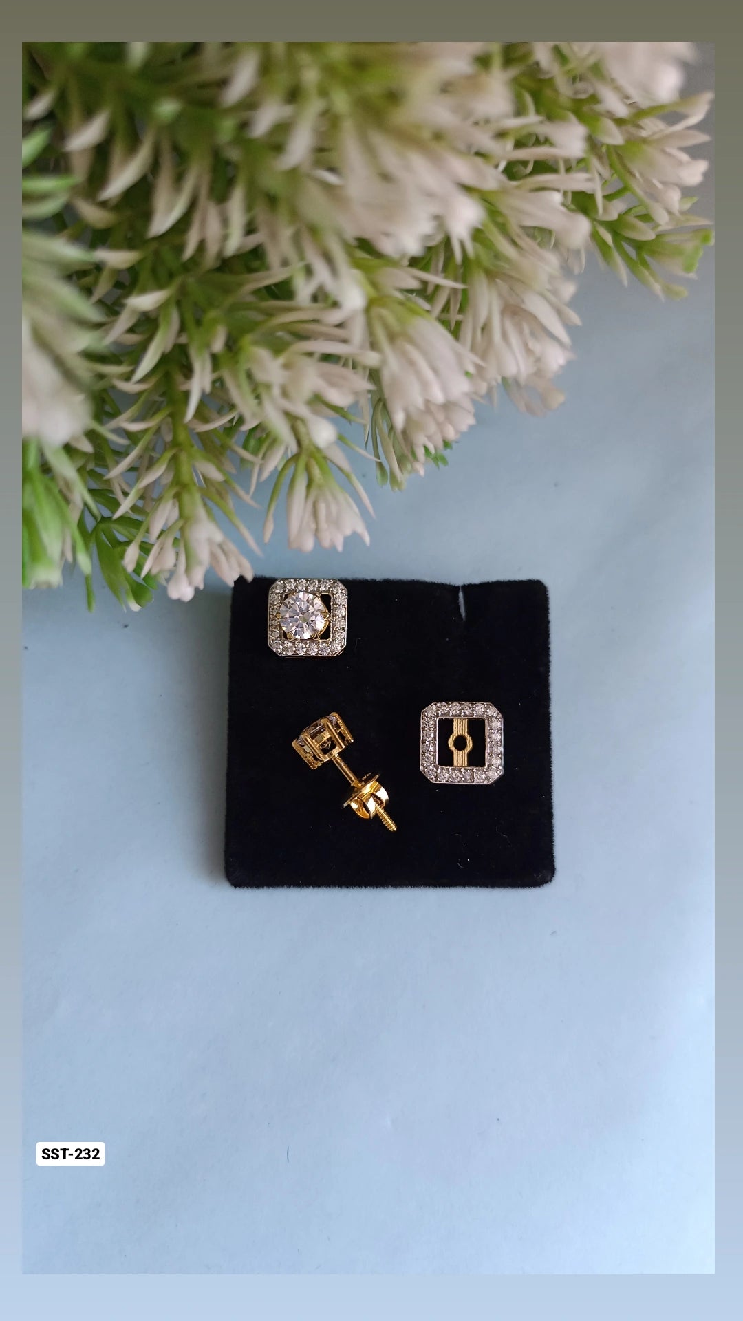 SST 232 | SQUARE DIAMOND STUD EARRINGS SET