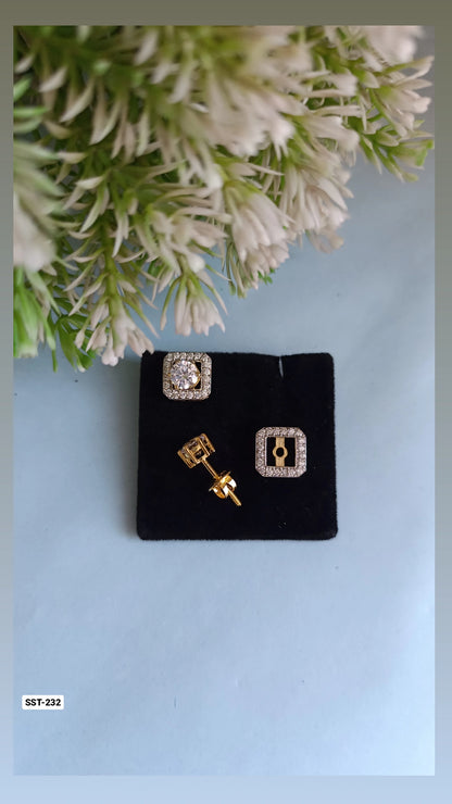 SST 232 | SQUARE DIAMOND STUD EARRINGS SET