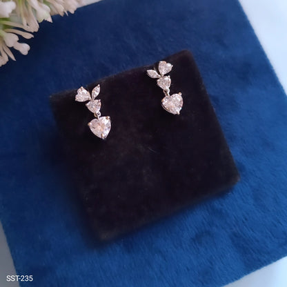 SST 235 | HEART-SHAPED DIAMOND DROP EARRINGS