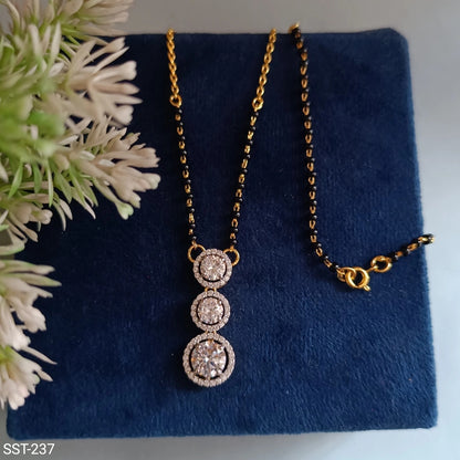 SST 237BC |THREE-STONE DIAMOND PENDANT MANGALSUTRA