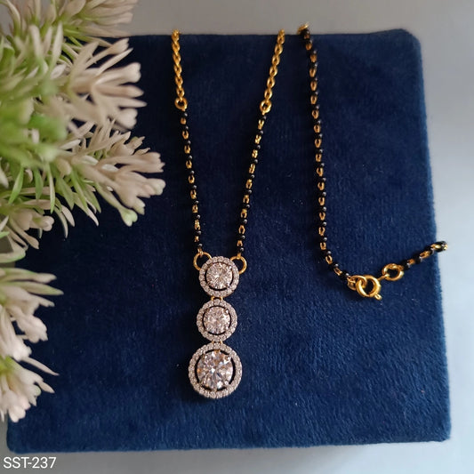 SST 237BC |THREE-STONE DIAMOND PENDANT MANGALSUTRA