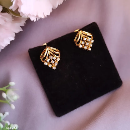 SST 243 | FLORAL STUD EARRINGS WITH SPARKLING STONES