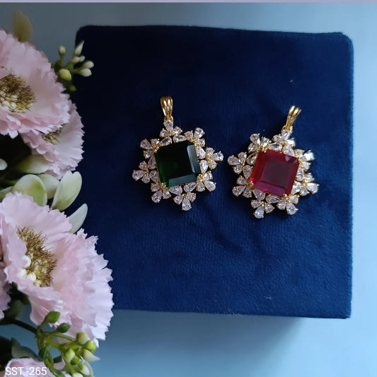 SST 265 | SQUARE EMERALD AND DIAMOND PENDANT