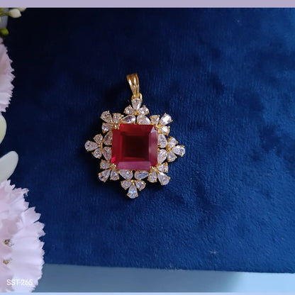 SST 265 | SQUARE EMERALD AND DIAMOND PENDANT