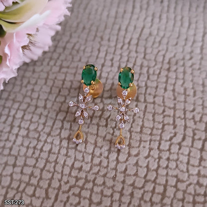SST 273 | ELEGANT EMERALD AND CZ DROP EARRINGS