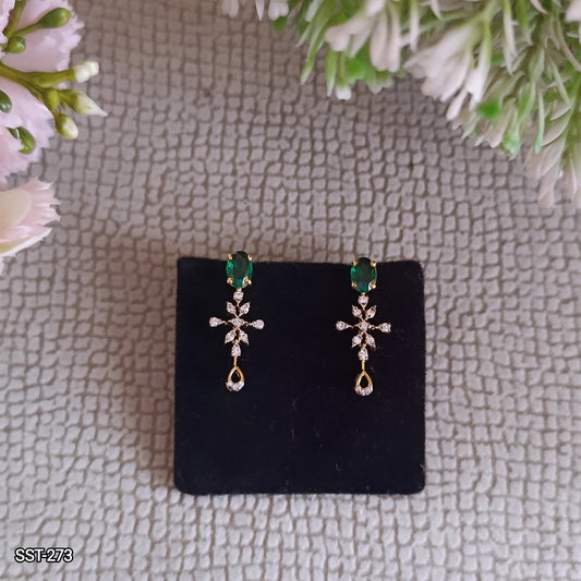 SST 273 | ELEGANT EMERALD AND CZ DROP EARRINGS