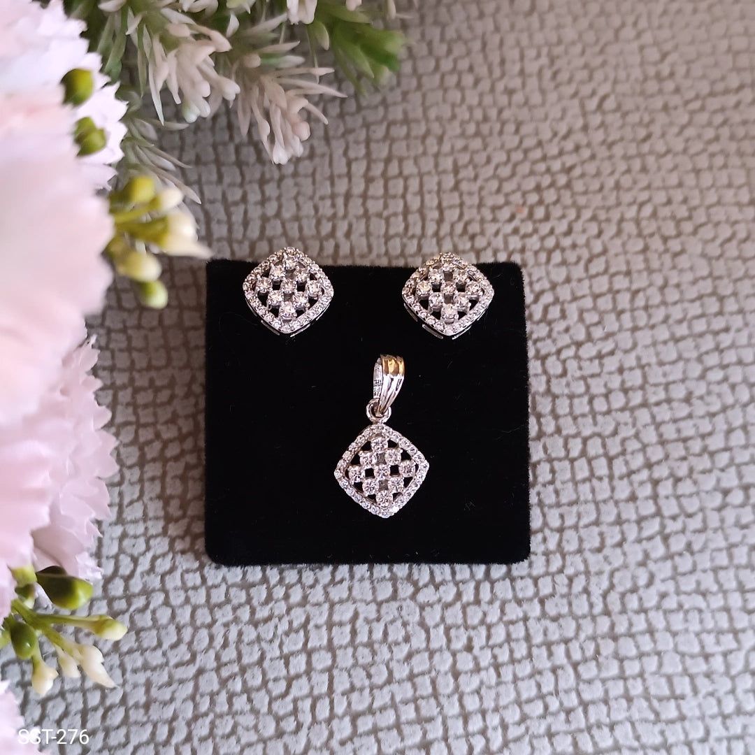 SST 276 | ELEGANT DIAMOND ACCENT PENDANT AND EARRINGS SET