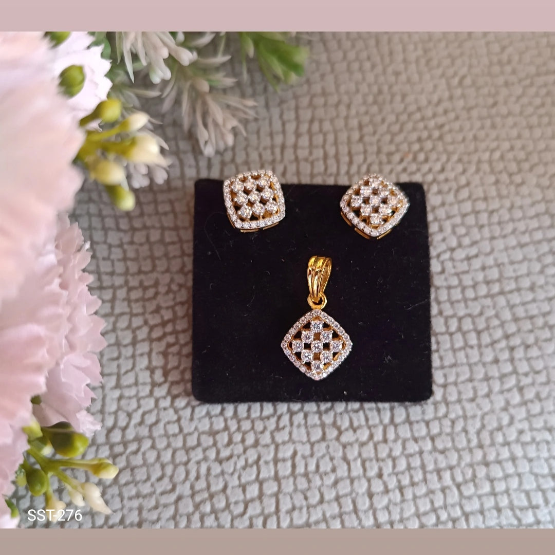 SST 276 | ELEGANT DIAMOND ACCENT PENDANT AND EARRINGS SET