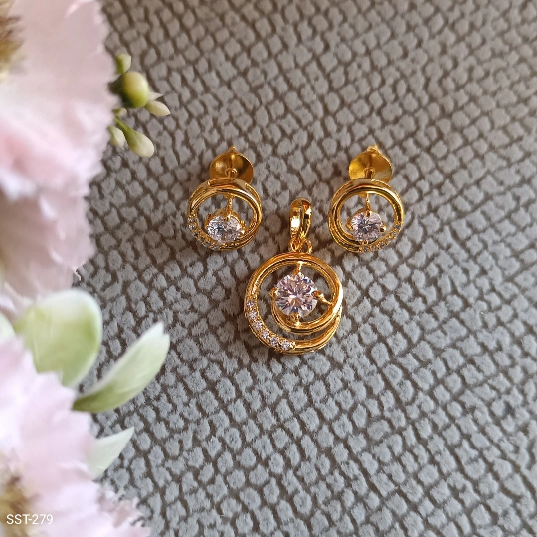 SST 279 | ELEGANT CIRCLE PENDANT AND EARRINGS SET