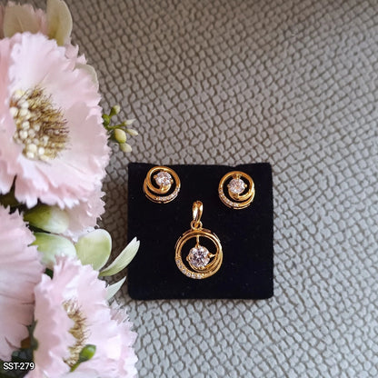 SST 279 | ELEGANT CIRCLE PENDANT AND EARRINGS SET