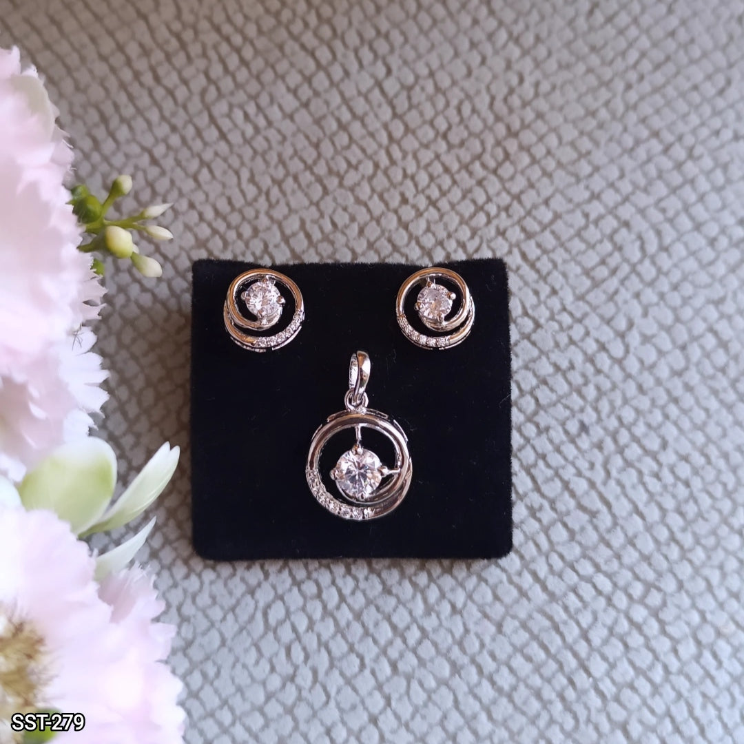 SST 279 | ELEGANT CIRCLE PENDANT AND EARRINGS SET