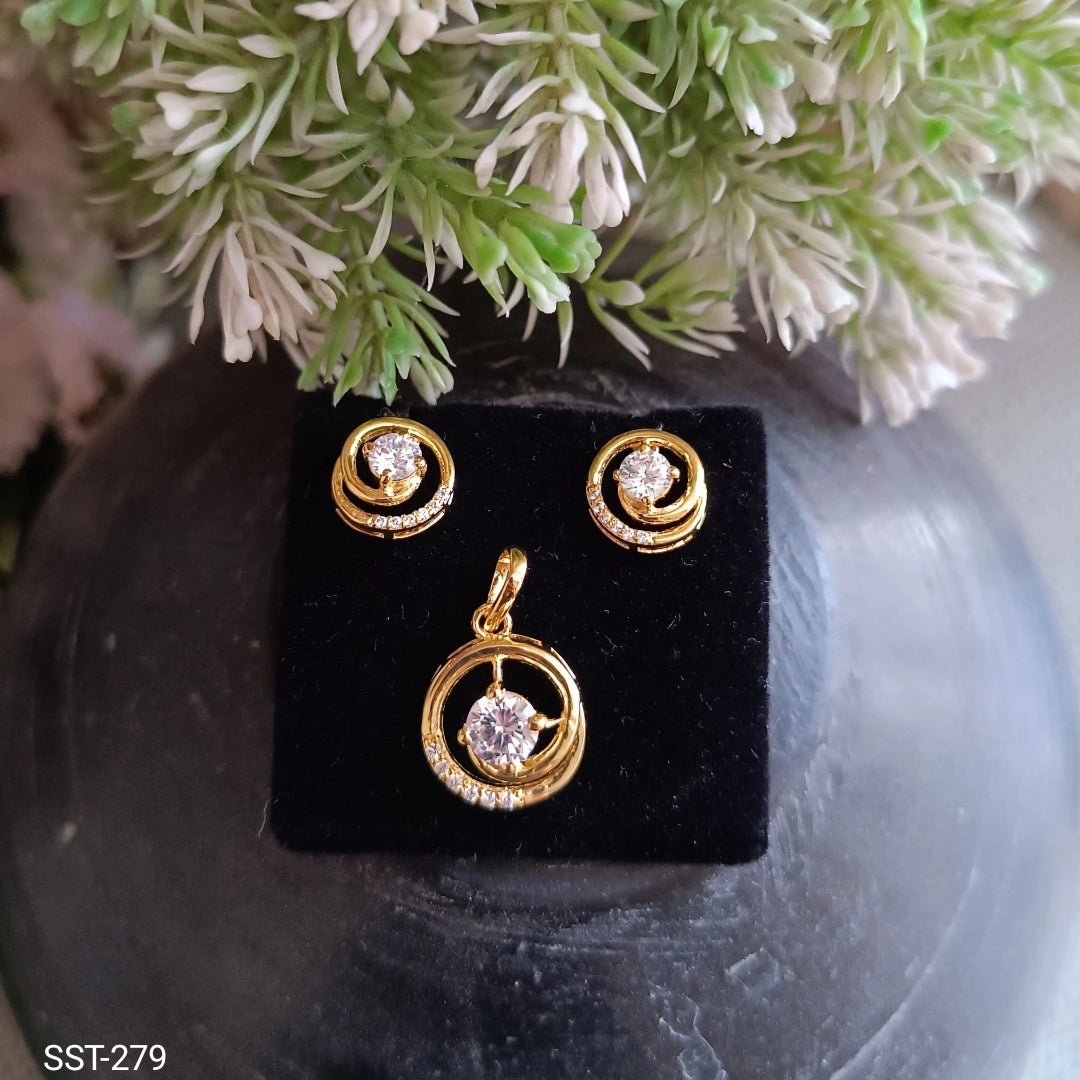 SST 279 | ELEGANT CIRCLE PENDANT AND EARRINGS SET