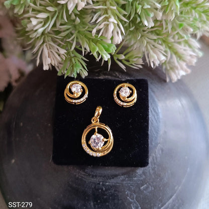 SST 279 | ELEGANT CIRCLE PENDANT AND EARRINGS SET