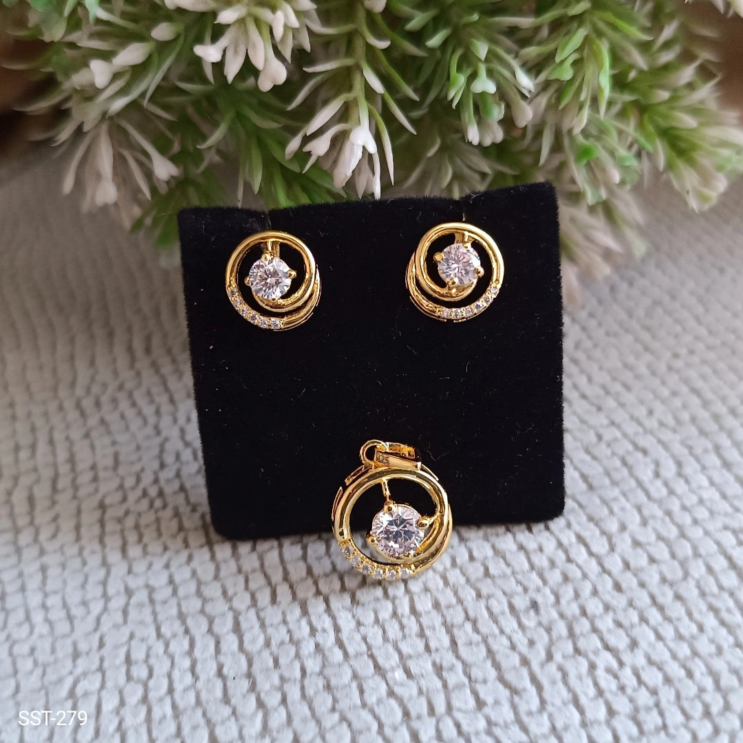 SST 279 | ELEGANT CIRCLE PENDANT AND EARRINGS SET
