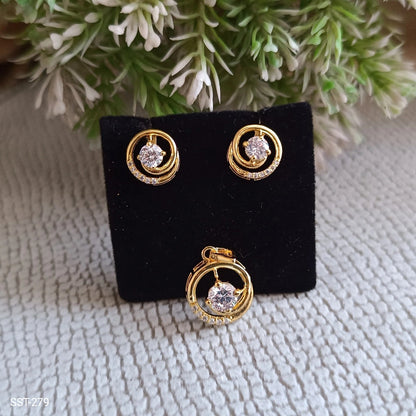 SST 279 | ELEGANT CIRCLE PENDANT AND EARRINGS SET